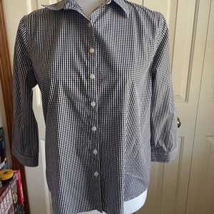 Black and White Gingham Checkered Womens Shirt size 6 petite